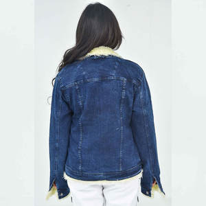 Nouveau bouton Style lourd longue fausse fourrure manches femmes jean veste mode sortie d'usine meilleure tenue femmes Denim déchiré veste - Product Image 4