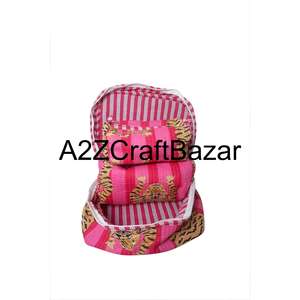 Quilted 100 % Pure Cotton <b>Makeup</b> Bag Large Travel Toiletry Pouch With Zipper Closure Multifunctional Vanity Case Fashion Style - Product Image 4