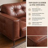 Canapé d'angle en L moderne et personnalisé en cuir véritable marron, écologique, capitonné, avec dossier réglable, rembourrage en mousse, idéal pour hôtels et appartements
