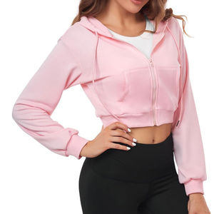 Ropa de calle con logotipo personalizado, sudadera para mujer, pulóver, sudaderas con capucha para gimnasio, Sudadera corta transpirable para mujer, Sudadera corta informal para mujer, Sudadera con capucha - Product Image 3