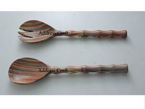 Nouveau style d'ustensiles de cuisine écologiques ensemble de service à salade en bois personnalisé ensemble de salade ustensiles de cuisine cuillère fourchette ensemble de cuisines - Product Image 3