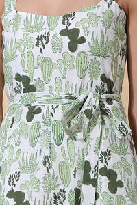 Super Happy Comfy Suculent Hand Block Impreso Mono de mujer Love For Nature Cactus Motifs Pure Cotton Girls Dress - Product Image 5