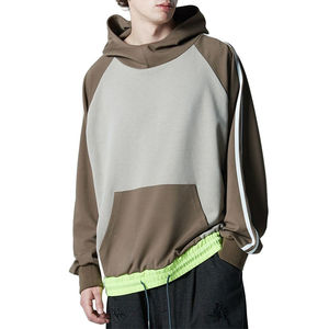 Sudadera con Capucha Personalizada de Alta Calidad, Cuello Alto, Bloques de Color, Cordón Ajustable, Dobladillo Ajustable, Mangas con Rayas, Sudadera Extra Grande para Hombre - Product Image 3