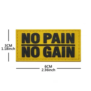 Patchs de broderie 3D en caoutchouc PVC blanc lueur foncé sans douleur sans gain Proverbe effort Phrases de motivation Badges réfléchissants sans douleur - Product Image 3