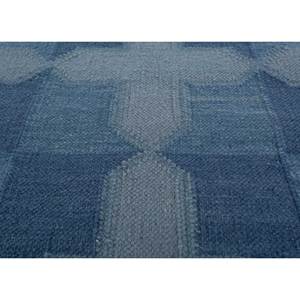 พรมขนสัตว์ขนาดใหญ่ Alhambra สีน้ำเงิน 9x12 ฟุต ทอแบบเรียบ ลายเรขาคณิต สำหรับห้องโถง รูปทรงสี่เหลี่ยมผืนผ้า ลายปะติดปะต่อ-ADWL-13171 สำหรับใช้ในบ้าน - Product Image 3
