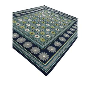 Tapis en laine géométrique classique bleu Alhambra, tissé à la main, en viscose, pour la maison, le salon, le couloir, tapis rectangulaire - ADWL-13172 - Product Image 2