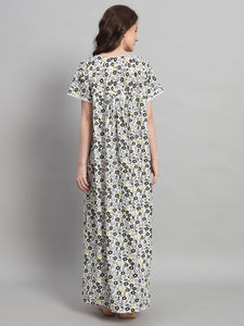 Camisón Victoriano de Encaje 100% Algodón para Mujer, Mangas Largas, Largo Completo, Tela Transpirable, Cuello con Estampado Floral, Verano - Product Image 6