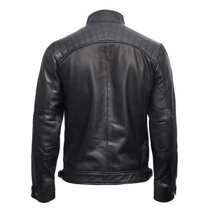 Blouson de motard en cuir véritable pour homme, noir, Vintage, marron, en peau d'agneau, personnalisé - Product Image 6