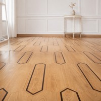 Parquet en bois d'ingénierie multicouche en chêne naturel 15 mm, avec incrustation en parquet français T&G, pour salon, hôtel, villa