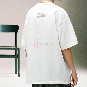 Venta al por mayor de los hombres de gran tamaño de la camiseta 100% de algodón de peso pesado diseñador de logotipo personalizado de impresión Streetwear Tee - Product Image 5