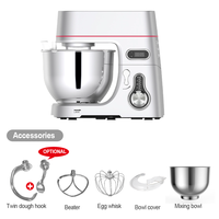 Batteur sur socle électrique 7L 1800W en acier inoxydable avec bol mélangeur moulé sous pression, 6 vitesses, pétrin planétaire pour pâte, gâteaux, crème fouettée
