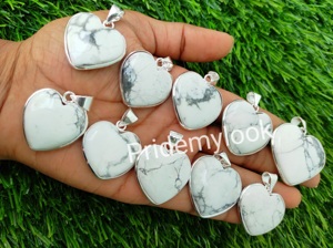 Pendentif de lunette Moissanite Howlite plaqué argent bohème à la mode breloque en laiton en forme de coeur à la mode pour les fêtes d'enfants - Product Image 3