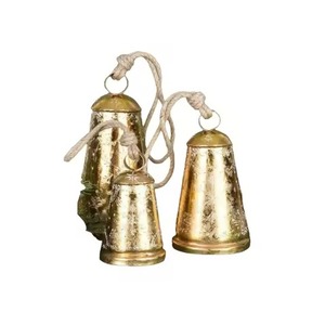 Top vente Antique finition cloche de noël accessoires de fête suspendus cloches en métal bonhomme de neige décoration de la maison - Product Image 5