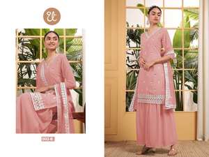 Salwar Kameez de Algodón Indio y Pakistaní, Estampado de Algodón Puro con Trabajo de Espejo Elegante, Georgette Pesado Puro con Bordado de Lentejuelas - Product Image 2
