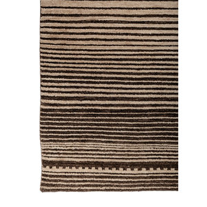 Tapis en laine noué à la main Thyme Beige Marron LCA-881, motif abstrait rayé, pour entrée, couloir, tapis puzzle rectangulaire pour la maison - Product Image 4