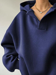 Sudaderas con Capucha Extra Grandes para Mujer, Estilo Moderno, de Felpa, Ropa Urbana, Moda Otoño 2025, Suéteres Tipo Pullover - Product Image 4