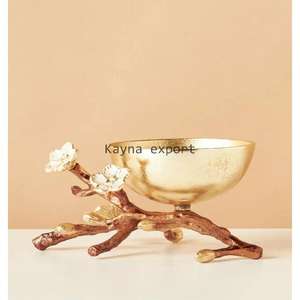 Support de luxe fait à la main avec motif de fleurs plaqué or décoration de table brûleur Bakhoor support de brûleur d'encens de parfum de maison - Product Image 2