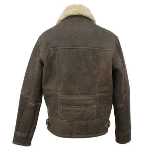 Chaqueta de Cuero de Oveja de Primera Calidad OEM para Hombre, Chaqueta de Piloto, Chaqueta de Invierno Vintage, Abrigo de Cuero Cálido para Hombre - Product Image 5