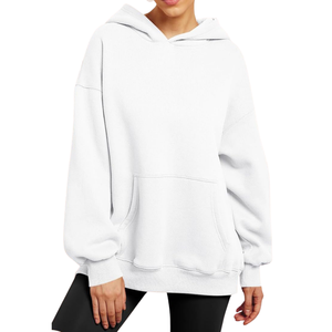Bajo MOQ Precio barato Alta calidad Baggy Oversized Pullover Custom 100% Algodón Anti Arrugas Drop Shoulder Hoodies para mujer - Product Image 3