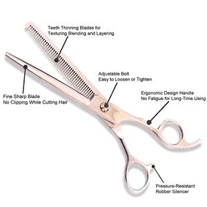 Ciseaux de coiffure professionnels pour cheveux clairsemés, fabriqués en acier de qualité supérieure, utilisables par les barbiers, avec des bords tranchants et durables. - Product Image 2