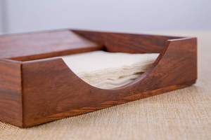 Wood <b>Paper</b> <b>Napkin</b> Holder for <b>Napkin</b> and Tissues - Sleek Design | Handmade | (7x7 in) - Product Image 3