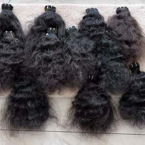 Máquina de trama doble, paquetes de cabello humano de templo indio suelto rizado, cabello de exportador indio suave Natural de alta calidad a la venta - Product Image 1