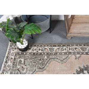 Alfombra de lana turca Vintage, diseño de retales verde y beige, área grande, respaldo de látex rectangular de 5 'X 8' 7 'para uso en pasillo y dormitorio - Product Image 5