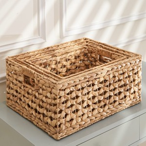 Wholesale Water Hyacinth Woven Storage Baskets <b>for</b> <b>Bedroom</b> & Living Room <b>for</b> Shelf Organization-Laundry <b>Bins</b> - Product Image 3