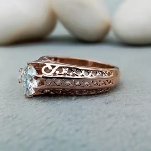 100% Satisfaction Guaranteed Custom <b>unique</b> Solitaire VVS Moissanite Gold 14k/ 18k <b>Engagement</b> Wedding <b>Ring</b> Trendy 925 Silver Set - Product Image 4