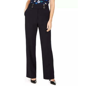 Pantaloni Eleganti da Donna Calvin Klein Blu Navy a Vita Alta con Bottoni Antipiega Taglia 10 Petite - Product Image 1