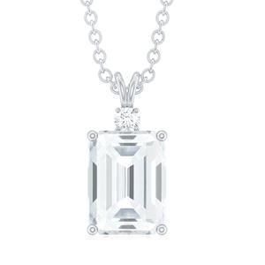 1.80 CTW taille émeraude Moissanite diamant Solitaire 925 pendentif en argent Sterling Minimal Dainty diamant pendentif cadeau d'anniversaire - Product Image 1