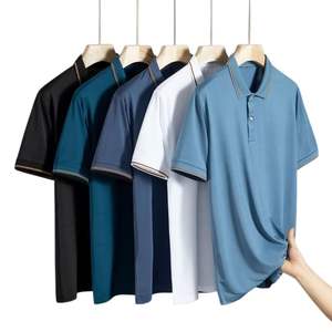 Polo de color personalizado liso para hombre, camiseta de mezcla de algodón informal de manga corta con cuello, ropa informal perfecta - Product Image 2