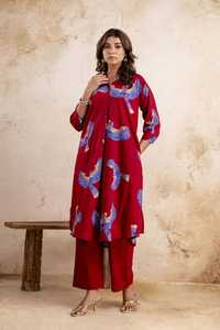 ชุดกางเกงผ้าฝ้ายทรงเอ2ชิ้นมีคอปกสำหรับผู้หญิงชุดกางเกงอินเดียทรงเอไลน์ทำงานแบบอินเดีย - Product Image 3