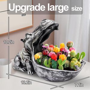 Caja de almacenamiento decorativa para el hogar de resina de estatuilla de hipopótamo de Venta caliente con plato de dulces divertido de Boca Grande a precio mayorista - Product Image 4