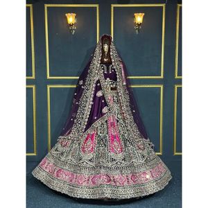 Royal Rajwadi moderne Simple robe de bal robe de mariée haute mariée Lehenga matériaux floraux demoiselle d'honneur mère mariée parole longueur - Product Image 2