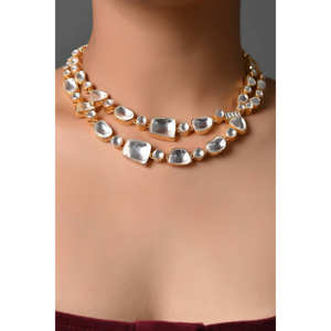 Uncut Kundan Polki <b>Fine</b> <b>Jewelry</b> <b>Set</b> Includes Necklace Earrings Bracelet - Product Image 5