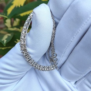 Hermosa pulsera de tenis de diamante cultivado en laboratorio de doble cadena de media eternidad de corte redondo, pulsera Eveready, joyería personalizada - Product Image 2