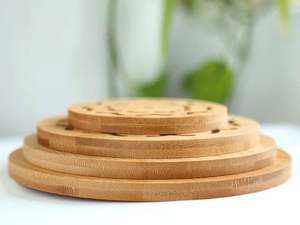 Salvamanteles de bambú de 4 piezas-Salvamanteles resistentes al calor de bambú multifunción para cocina casera, posavasos redondo de varios tamaños para caliente - Product Image 5