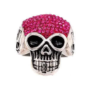 Wholesale Jewelry Top Grade Skull With Tiny Purple Accent CZ Stones Stainless Steel Ring for Mens Hot Selling