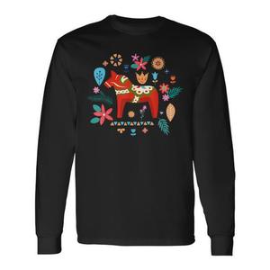 Camiseta de Manga Larga con Diseño de Caballo Dalecarl Sueco, Cuello Redondo Unisex, Ropa Promocional para Adultos - Product Image 1
