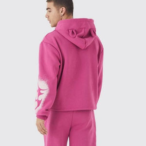 Conjuntos de Sudadera con Capucha y Pantalones Deportivos de Invierno, de Poliéster/Algodón, Felpa, Tinte Liso, Bordados y con Cuentas - Product Image 5