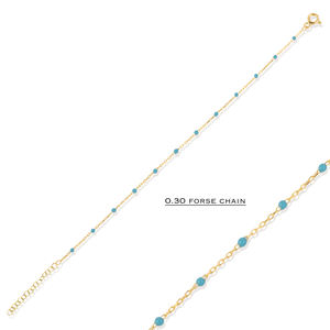 กำไลข้อมือดีไซน์เคลือบสีเทอร์ควอยซ์ ชุบโรเดียมและทอง  งานแฮนด์เมดจากตุรกี เครื่องประดับเงินแท้ 925 - Product Image 5