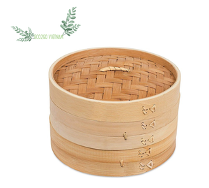 Meilleure vente 2025 panier vapeur en bambou Dim Sum naturel avec logo Mini cuiseur vapeur en bambou pour cuire à la vapeur des aliments à la maison, au restaurant - Product Image 3