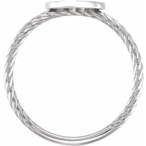 Be Posh Rose Gold Plated Inlay Rope Signet <b>Ring</b> Vintage Trendy Christian Gold <b>Ring</b> Engravable Stainless Steel Claw Setting Gift - Product Image 2