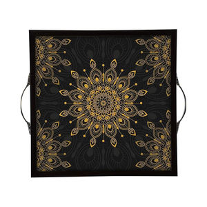 Meilleure vente Plateau de service en bois imprimé émaillé Livraison rapide Plateau de service Outils de cuisine uniques Plateaux décoratifs de table - Product Image 6