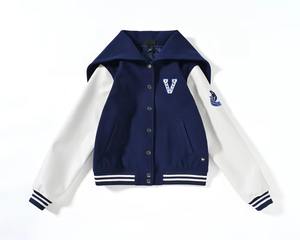 Veste de baseball universitaire à capuche avec fermeture éclair et broderie personnalisée, manches contrastées de qualité supérieure, vêtements de sport classiques, vêtements d'extérieur pour hommes - Product Image 1