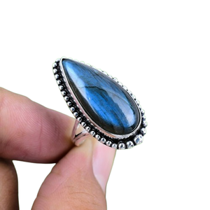 Anillo de regalo de boda de alta calidad de Plata de Ley 925 estampado hecho a mano piedra preciosa labradorita Spinner promesa anillo joyería - Product Image 1