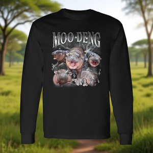 Camiseta de manga larga con diseño vintage divertido de hipopótamo enano para bebé Moo-Deng - Product Image 3