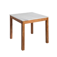 Ensemble de table à manger pliante carrée de luxe, moderne, en bois massif, plateau en marbre, réglable, extensible, écologique, 4 places, usage hôtelier, bleu