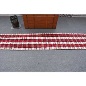 2x10.5 ft Vintage Turkish Rug, <b>Runner</b> Rug, <b>Red</b> Kilim Floral Rug - Product Image 3